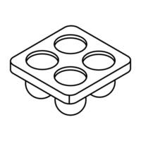 A flat design icon of muffin tray vector
