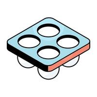 A flat design icon of muffin tray vector