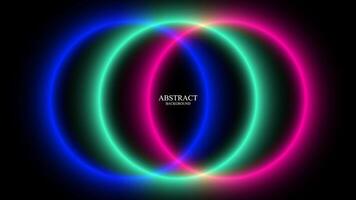 A glowing neon light bulb in a dark space, featuring green, pink and purple hues with a circular, fractal pattern that creates a vibrant, energetic, and futuristic design vector