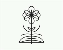 Line Art Flower Logo Design Icon Symbol Illustration. vector