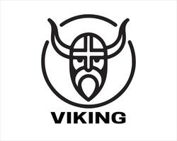 Lines Viking Head Logo Design Icon Symbol Template. vector