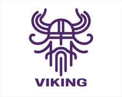 Lines Viking Head Logo Design Icon Symbol Template. vector