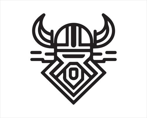 Lines Viking Head Logo Design Icon Symbol Template.