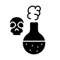 Toxic chemical flask line icon. Hazardous material, poison, skull, dangerous substance, laboratory, contamination, toxic, chemical, flask, line, icon, hazardous vector