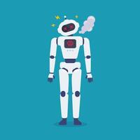 Crash broken error robot with sparkle. Cyborg Technology and Futuristic Intelligence Machine. vector