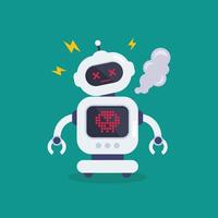 Broken error robot with spark. Cyborg Technology and Futuristic Intelligence Machine. vector