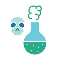 Toxic chemical flask line icon. Hazardous material, poison, skull, dangerous substance, laboratory, contamination, toxic, chemical, flask, line, icon, hazardous vector