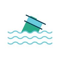 Sinking trash can line icon. Waste, pollution, environmental hazard, ocean debris, floating garbage, water contamination, trash can, sinking, littering, marine pollution, waste, environmental vector