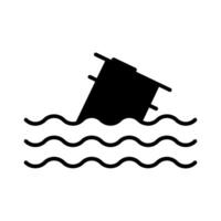 Sinking trash can line icon. Waste, pollution, environmental hazard, ocean debris, floating garbage, water contamination, trash can, sinking, littering, marine pollution, waste, environmental vector