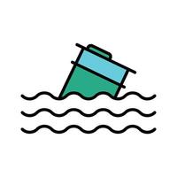 Sinking trash can line icon. Waste, pollution, environmental hazard, ocean debris, floating garbage, water contamination, trash can, sinking, littering, marine pollution, waste, environmental vector