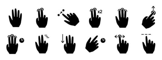 Gesture set icon. Swipe, tap, doubleclick, rotate, pinch, zoom, scroll, gesture, touchscreen, interaction, user interface, hand movement, multitouch, gesture, swipe, pinch, control vector
