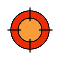 Target line icon. Aim, focus, precision, goal, center, bullseye, accuracy, shooting, archery, competition, marksmanship, practice, objective, hit, target, game, sport, sight, shot, scope. vector