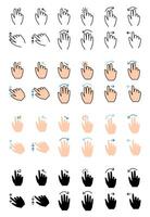 Gesture set icon. Swipe, tap, doubleclick, rotate, pinch, zoom, scroll, gesture, touchscreen, interaction, user interface, hand movement, multitouch, gesture, swipe, pinch, control vector