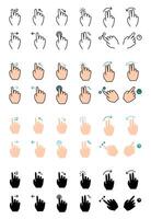 Gesture set icon. Swipe, tap, doubleclick, rotate, pinch, zoom, scroll, gesture, touchscreen, interaction, user interface, hand movement, multitouch, gesture, swipe, pinch, control vector
