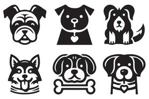 Set of Dog Logo Design Icon Symbol Template. Silhouette simple. Animal Logotype concept. vector
