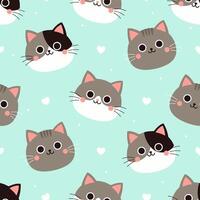 Seamless simple pattern with cute cat faces. graphics. vector