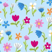 Cute simple seamless pattern with flowers of various shapes. graphics. vector
