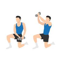 Man doing dumbbell wood chop exercise. vector