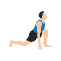 Man doing equestrian or ashwa sanchalanasana exercise. vector