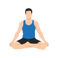 Man doing accomplished or siddhasana yoga exercise. vector