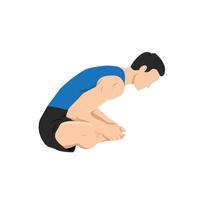 Man doing Bound angle pose Baddha Konasana exercise. vector
