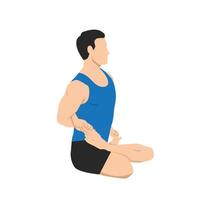 Man doing Bound lotus or baddha padmasana exercise. vector