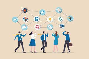Internal communication, communicate within office, organization or company strategy, internal job, connection or community, work networking concept, business people colleague communicate to success. vector