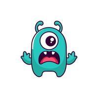 simple blue monster vectors with a surprised expression