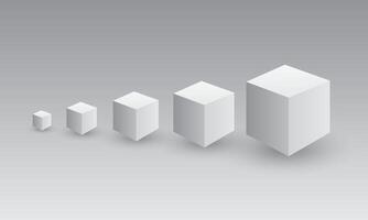 A set of gray or black and white cube box showing growth in business and success illustration vector