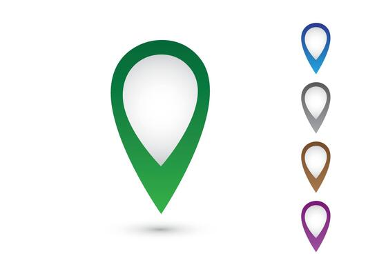 A set of colorful pinpoints for highlighting on light background illustration