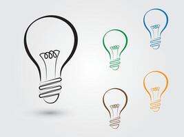A set of light bulbs on white background for innovative idea and brainstorming illustration vector