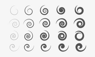 Set of Black Swirl icons. Vortex. Whirlpool or hilix infographic elements vector