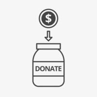 Donate jar icon. Endowment concept. Offer contribution or Donation. Design element vector