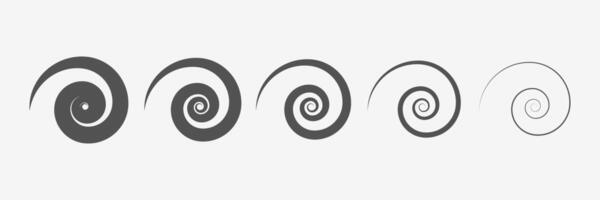 Curve stripe, wave twirl elements. Funnel, vortex vector