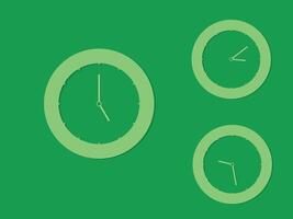 A set of green round clocks with different times illustration vector