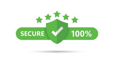 100 percent secure icon in flat style. Privacy guarantee illustration on isolated background. Safety risk sign business concept. vector