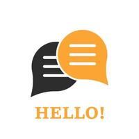 Hello dialogue balloon icon in flat style. Speech bubble illustration on isolated background. Comment sign business concept. vector