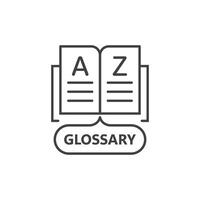 Glossary book icon in flat style. Guidebook encyclopedia illustration on isolated background. A-Z notebook sign business concept. vector