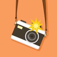Camera icon in flat style. Photography illustration on isolated background. Photo sign business concept. vector