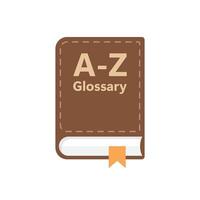 Glossary book icon in flat style. Guidebook encyclopedia illustration on isolated background. A-Z notebook sign business concept. vector