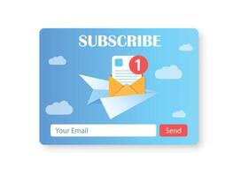 Banner of email marketing icon in flat style. Subscription to newsletter illustration on isolated background. Subscribe, submit sign business concept. vector