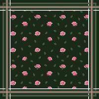 square green frame made of stripes on a dark pattern background with pink roses vector