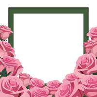 square green frame. flower template with space for text with pink roses vector