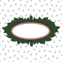 card with a oval frame with an outline of green leaves vector