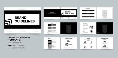 Landscape brand guidelines book template design with creative layout vector