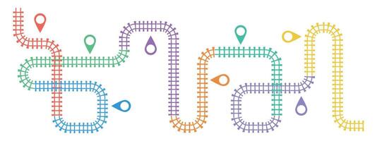 Railroad tracks, railway simple icon, rail track direction, train tracks colorful illustrations. Timeline Infographic elements, simple illustration on a white background. vector