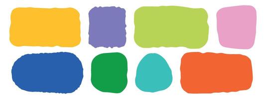 A set of jagged hand drawn quote frames. Blank speech bubbles. Colorful shaped text boxes. Flat isolated illustration on white background vector