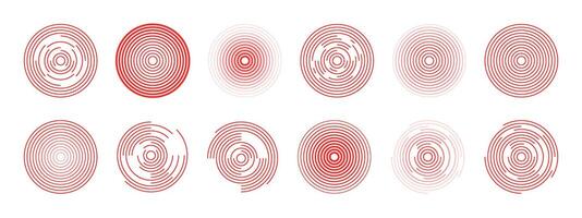 Red concentric circles of pain points. Markers of inflammation localization in the body. Design for pain medications. Health care. illustration vector