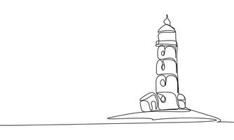 Lighthouse one line continuous. Line art lighthouse. Hand drawn art. vector