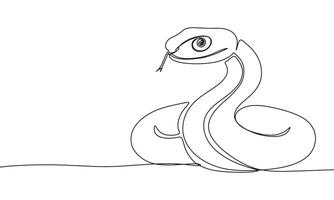 Snake one line continuous. Line art snake, symbol 2025 year. Hand drawn art. vector